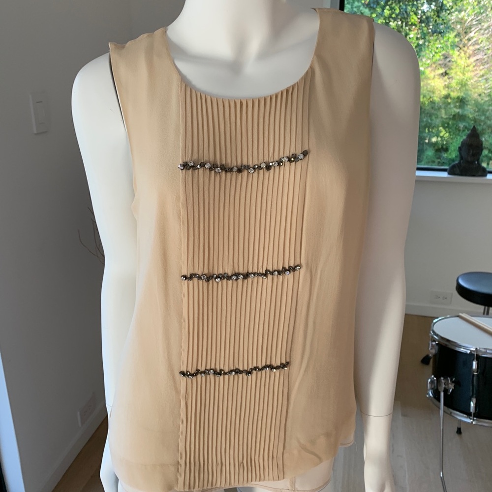 J.Crew Pleated Shell Color Jewel Top